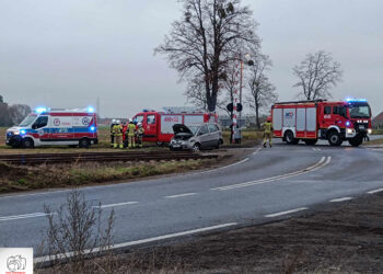 Zdarzenie na przejeździe kolejowym w Kobylinie