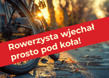 Rowerzysta wjechał prosto pod koła!