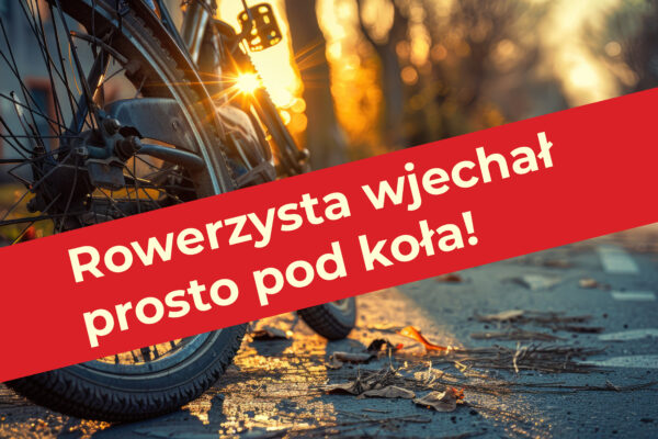 Rowerzysta wjechał prosto pod koła!