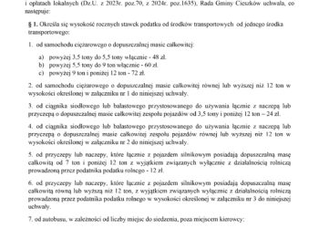 Rada gminy Cieszków obniża stawki podatków od środków transportowych